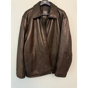 Vintage Black Genuine Leather Jacket – Unisex Oversized Fit men’s medium